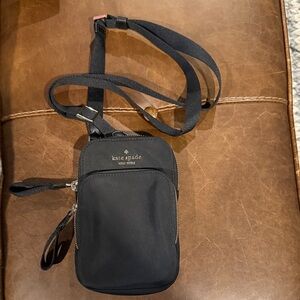 Kate Spade New York Chelsea North South dual zip phone crossbody in black nylon